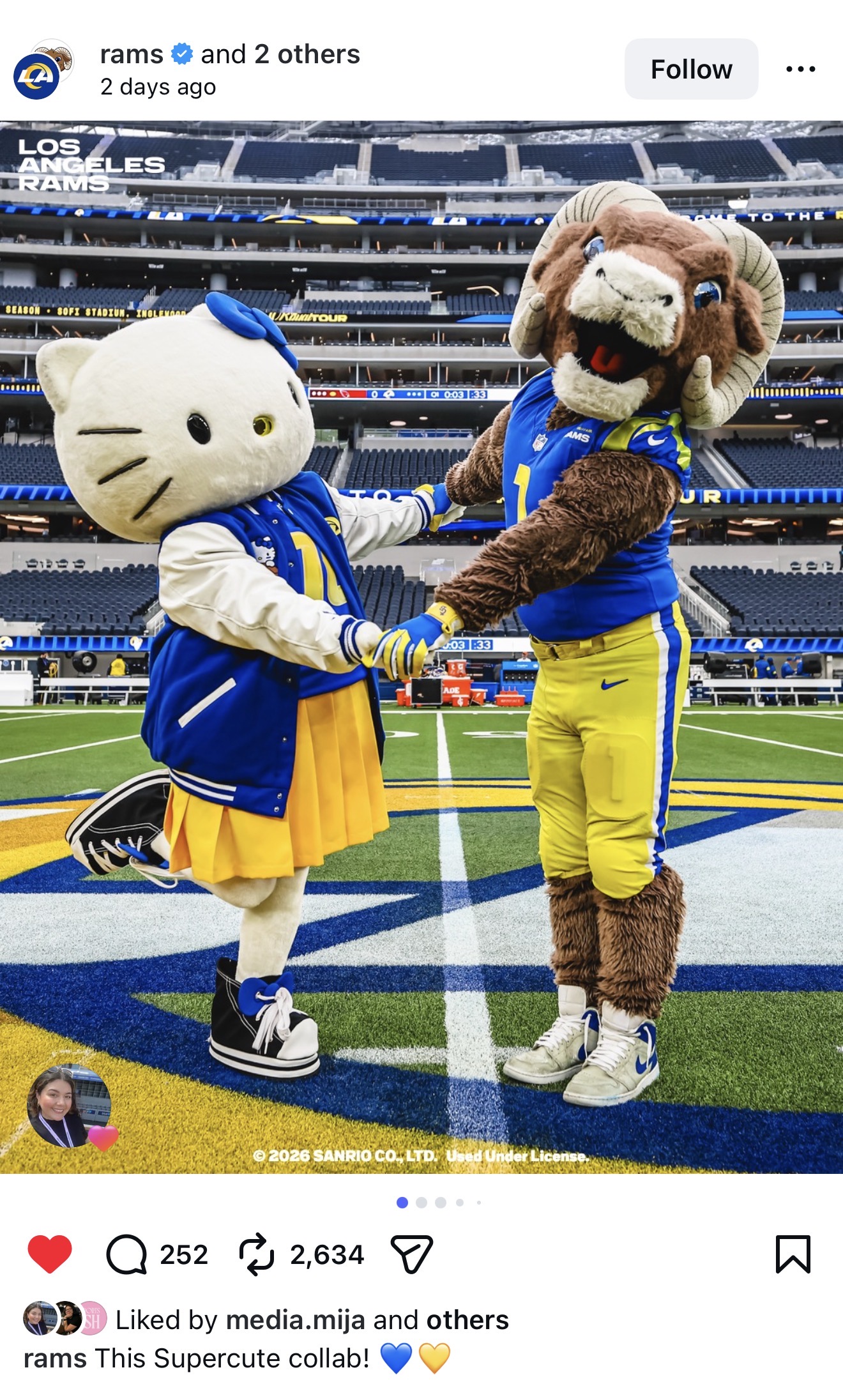 Rams x Hello Kitty social post