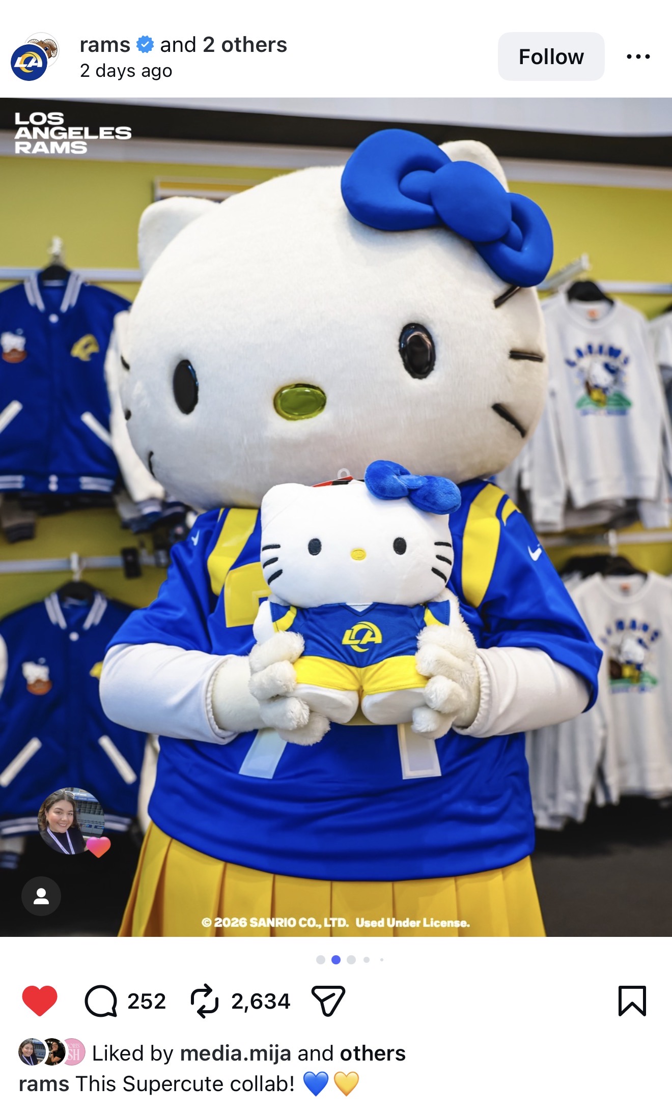 Hello Kitty x Rams merch